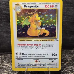Dragonite 4/62 Fossil Holo LP Pokemon Card Vintage - Image 2