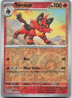 Torracat 033/162 Common Temporal Forces Pokemon Reverse Holo Near Mint - Image 1