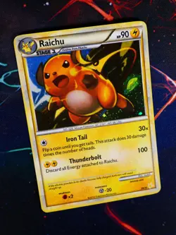 LP Pokemon (Holo) RAICHU Card HS TRAINER KIT Set 30/30 HGSS Foil Half Deck#5 - Image 1