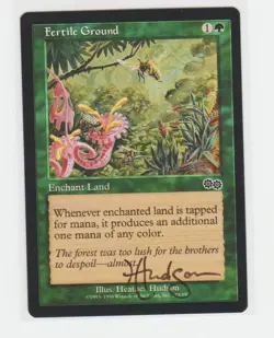 Magic the Gathering ~ Fertile Ground ~ M/NM ~ Urza's Saga ~ Signed by Artist #5 - Image 1
