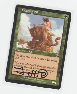 Magic the Gathering ~ Taunting Elf ~ M/NM ~ Urza's Destiny ~ Signed by Artist 2 - Image 1