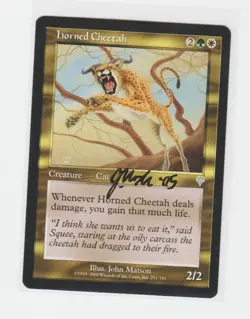 Magic the Gathering ~ Horned Cheetah ~ M/NM ~ Invasion ~ Signed by Artist - Image 1