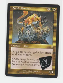Magic the Gathering ~ Noble Panther ~ M/NM ~ Invasion ~ Signed by Artist - Image 1