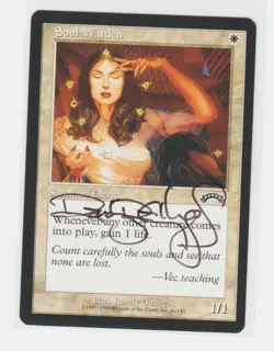 Magic the Gathering ~ Soul Warden ~ M/NM ~ Exodus ~ Signed by Artist #2 - Image 1