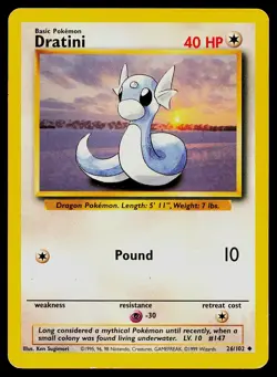 Pokemon Card Dratini 26/102 Base Set Unlimited Uncommon - Image 1