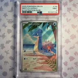 2025 Pokemon Destined Rivals Misty’s Lapras 194/182 illustration Rare PSA 9 Mint - Image 1