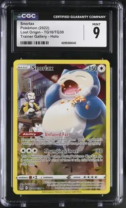 CGC Mint 9: Snorlax TG10/TG30 2022 Lost Origin Holo Pokemon - Image 1