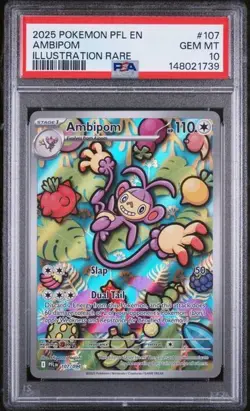 PSA 10 Ambipom 107/094 Phantasmal Flames Illustration Rare Pokemon TCG Gem - Image 1