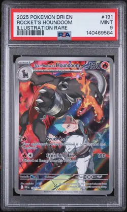 Rocket's Houndoom Illustration Rare Pokemon Dri En-Destined Rivals 191/182 PSA 9 - Image 1