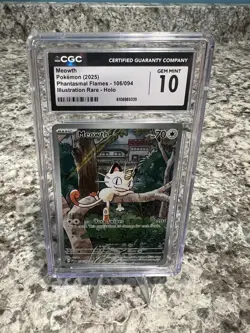 Meowth 106/094 Illustration Rare - Pokemon Phantasmal Flames CGC 10 Gem Mint - Image 1