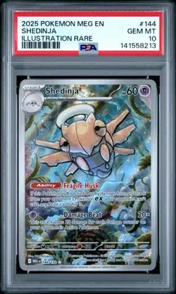 2025 POKEMON MEGA EVOLUTION #114 SHEDINJA ILLUSTRATION RARE PSA 10 GEM MINT - Image 1