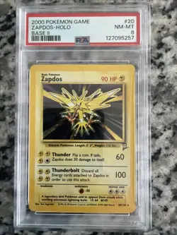 2000 Pokemon Game Zappos-holo Base II #20 PSA 8 NM - Image 1