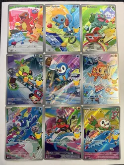 Pokemon Full Set of 9 First Partner Series 1 Illustration Collection English NM - Image 1