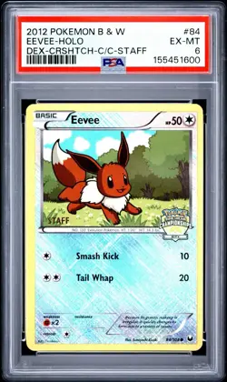 Pokemon - Eevee City Championships Crosshatch Reverse Holo Staff Promo #84 PSA 6 - Image 1