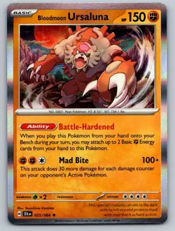Bloodmoon Ursaluna 025/064 Rare Shrouded Fable Pokemon Holo Near Mint - Image 1