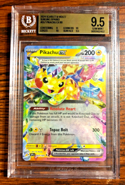 Pikachu EX Double Rare #057|BGS GEM MINT 9.5|2024 SV Surging Sparks|Pokemon TCG - Image 1