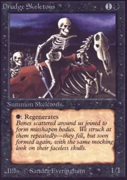 Heavy Play, English MTG Regular Drudge Skeletons Beta Magic the Gathering - Image 1