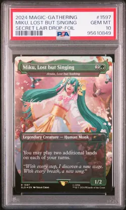 2024 MTG SECRET LAIR DROP FOIL #1597 MIKU, LOST BUT SINGING PSA 10 - Image 1