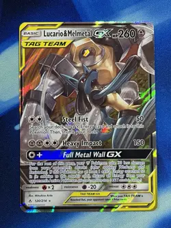Pokemon TCG Lucario & Melmetal GX 120/214 SM Unbroken Bonds Full Art Holo LP - Image 1