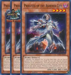 Yugioh! 3x Priestess of the Ashened City MP25-EN335 Common 1st Ed NM - Image 1