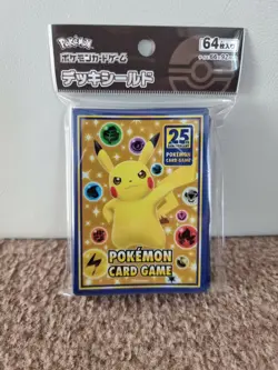 25th Anniversary Collection Japan Pokemon Card Sleeve Deck Shield x64 Pikachu - Image 1
