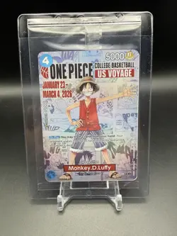One Piece Monkey D. Luffy College Basketball US Voyage Card - SEALED - Image 1