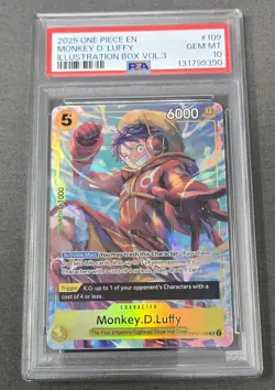 2025 ONE PIECE PROMOS ILLUSTRATION BOX VOL.3 #109 MONKEY D. LUFFY PSA 10 - Image 1