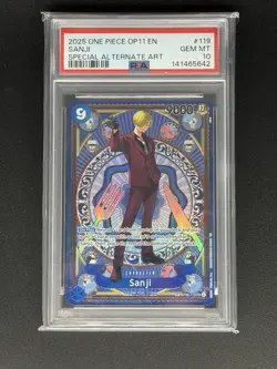 2025 ONE PIECE OP06-119 OP11 A FIST OF DIVINE SPEED SANJI SPECIAL ALT ART PSA 10 - Image 1