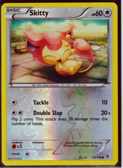 2012 POKEMON SKITTY 113/149 BLACK & WHITE BOUNDARIES CROSSED REVERSE HOLO - Image 1