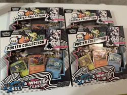 Lot of 4 Pokemon TCG Scarlet and Violet Black Bolt White Flare Poster Collection - Image 1