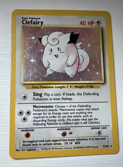 Pokemon TCG Clefairy Holo Card Base Set 5/102 Vintage WOTC - Image 1
