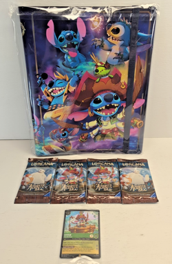 NEW! DISNEY LORCANA STITCH BINDER PORTFOLIO, 4 PACKS AZURITE SEA, 1 FOIL CARD - Image 1
