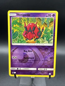 REVERSE HOLO Pokemon Sun & Moon Burning Shadows TCG Card Venipede 56/147 - Image 1