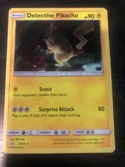 Detective Pikachu 10/18 Detective Pikachu Holo Rare Pokemon Card - Image 1