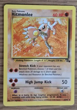 Pokemon WOTC Card - Hitmonlee - Fossil Set - Non-Holo Rare - 22/62 - NM - Image 1