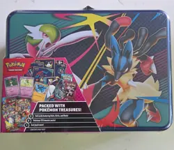 Pokemon Treasure Chest Tin Card Storage Lucario Gardevoir Latios Mawile - Image 1