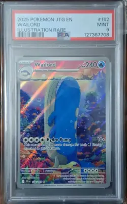 Pokemon TCG Wailord 162/159 Journey Together Illustration Rare Card PSA 9 - Image 1