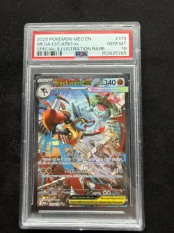 PSA 10 GEM MINT Mega Lucario EX 179/132 Mega Evolutions SIR Pokemon Card - Image 1