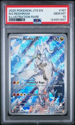 2025 POKEMON JTG EN-JOURNEY TOGETHER ILLUSTRATION RARE #167 N'S RESHIRAM PSA 10 - Image 1