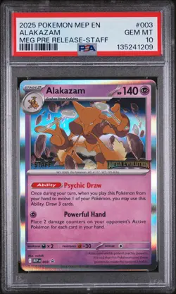 2025 POKEMON MEP EN-ME BLACK STAR PROMO #003 ALAKAZAM PSA 10 - Image 1