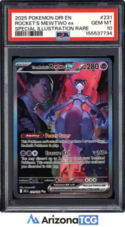 Pokemon 2025 Team Rocket's Mewtwo ex 231/182 SIR Destined Rivals GEM MINT PSA 10 - Image 1