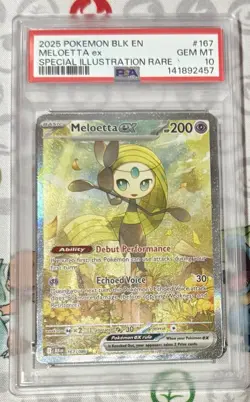 2025 POKEMON BLK EN-BLACK BOLT SPECIAL ILLUSTRATION RARE #167 MELOETTA EX PSA 10 - Image 1