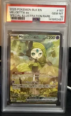 2025 POKEMON BLK EN-BLACK BOLT SPECIAL ILLUSTRATION RARE #167 MELOETTA EX PSA 10 - Image 2