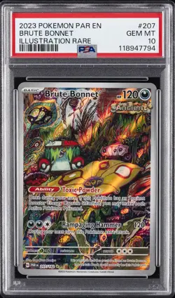 2023 POKEMON PAR EN-PARADOX RIFT ILLUSTRATION RARE #207 BRUTE BONNET PSA 10 - Image 1