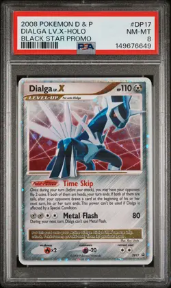 2008 POKEMON DIAMOND & PEARL BLACK STAR PROMO #DP17 DIALGA LV.X-HOLO PSA 8 - Image 1