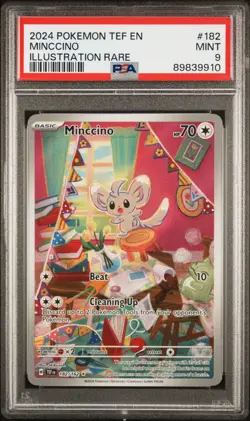 PSA 9 Mint Minccino 182/162 Illustration Rare - Pokemon S&V Temporal Forces - Image 1