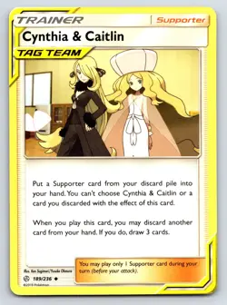 Cynthia & Caitlin Uncommon Pokemon SM - Cosmic Eclipse 189/236 NM - Image 1