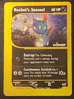 STAMPED-Pokemon Rocket's Sneasel Best of Game Winner Promo #5 2002 TCG - Image 1