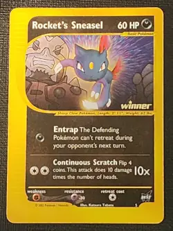 STAMPED-Pokemon Rocket's Sneasel Best of Game Winner Promo #5 2002 TCG - Image 2