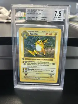 1st Edition Base Set Raichu BGS 7.5 Pokemon Card - Image 1